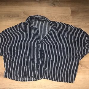 Forever 21 Navy and White Striped Boxy Crop Top